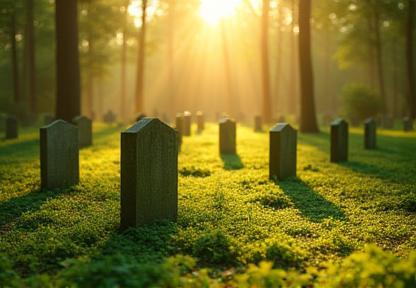 Natuurlijke groene begraafplaats in de zon